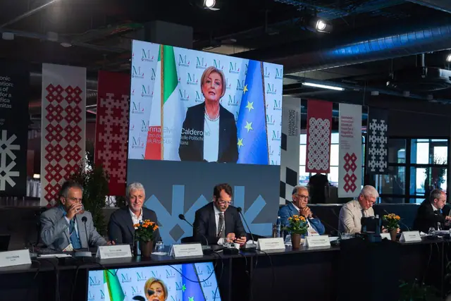 Marina Elvira Calderone in collegamento sul maxischermo